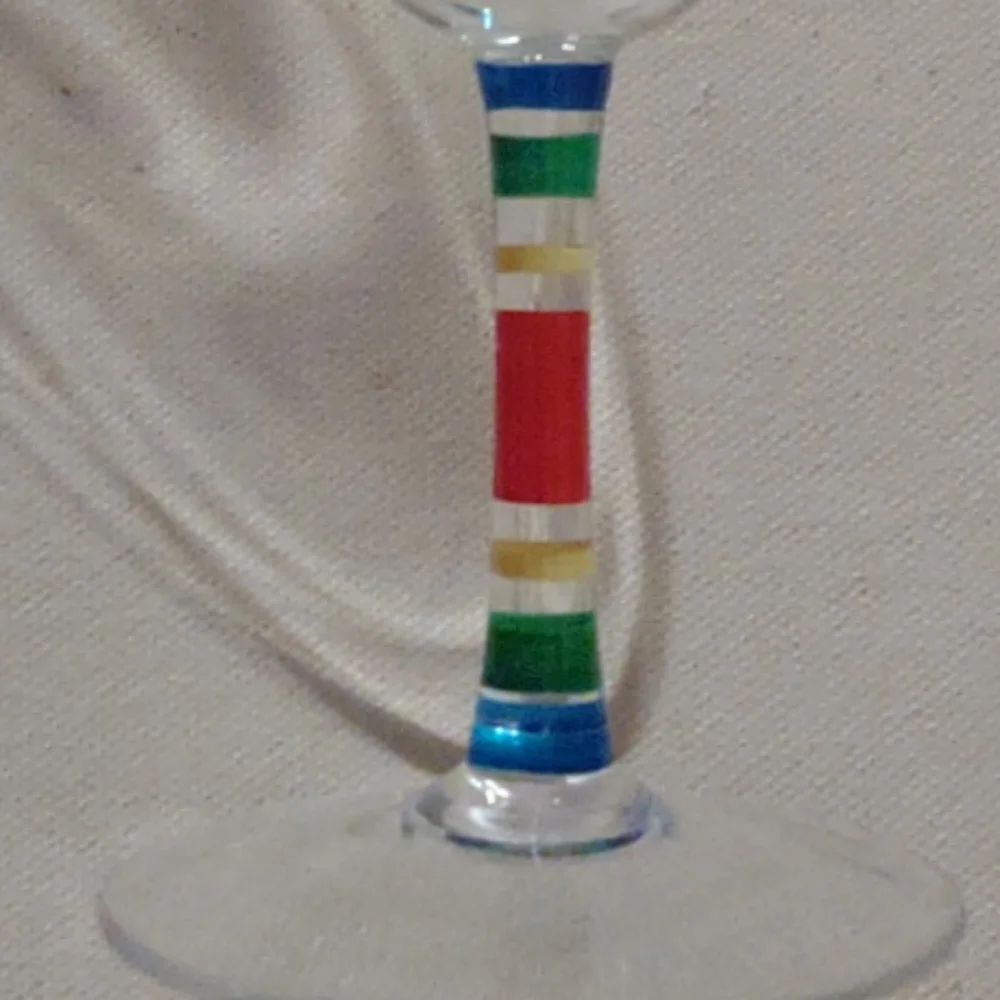 Margarita Cocktail Glasses Hand Painted Rainbow Stem 6 1/2